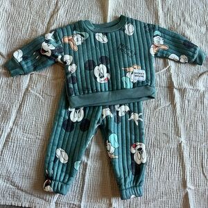 Disney Mickey Mouse Teal Quilted Baby Outfit